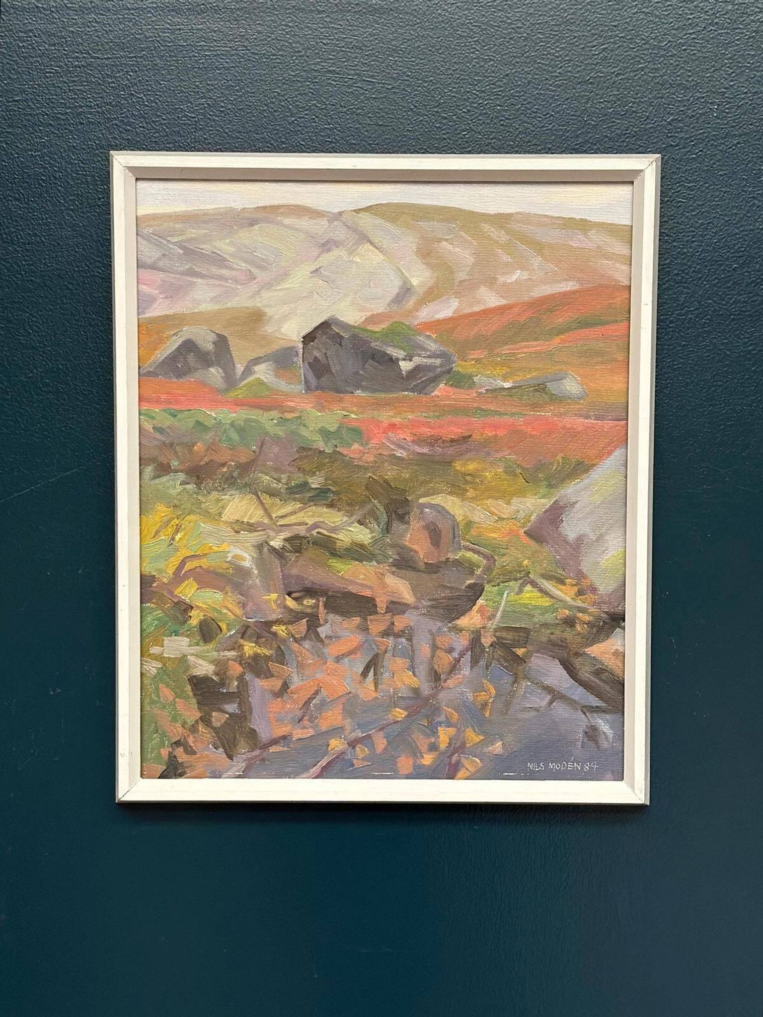 Original Mid Century Swedish Oil On Panel – “Woodland” By Nils Moden – Dated 1984 – Vintage & Framed
