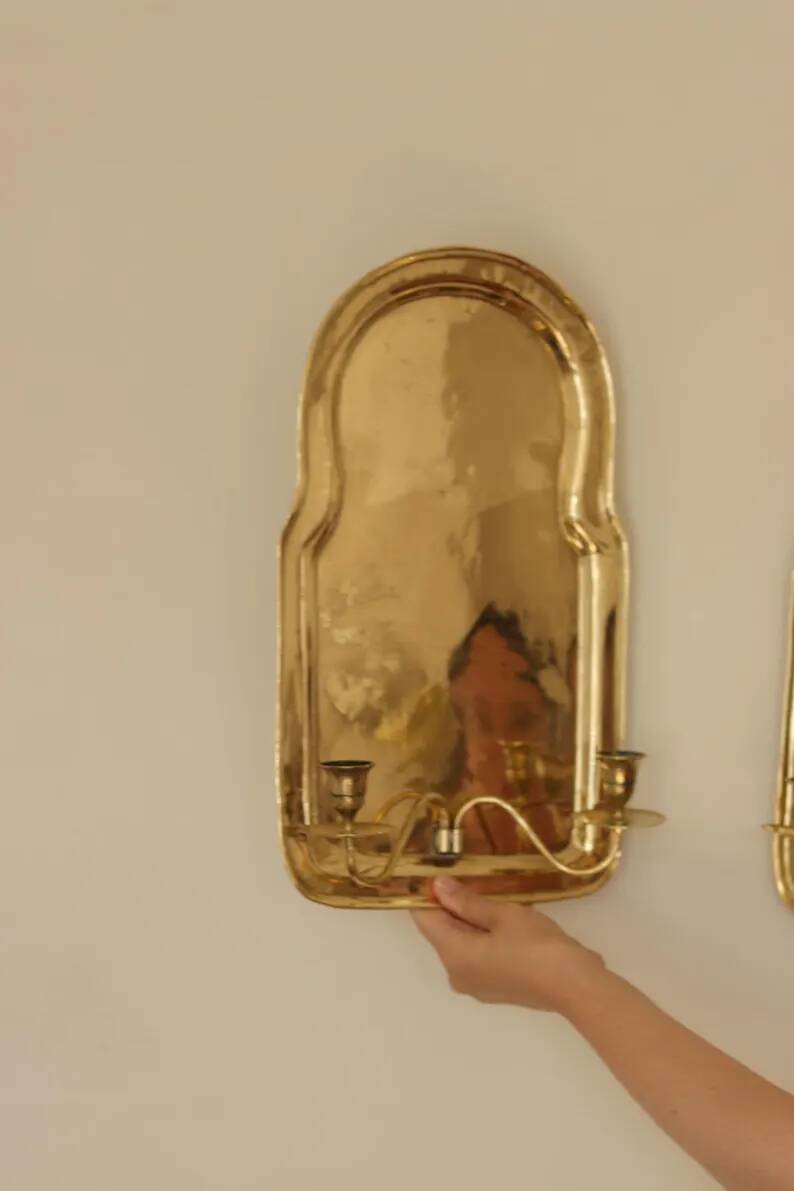 Pair of Swedish Mid Century Brass Wall Sconces