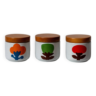 Set of three Ceramica Franco Pozzi ceramic pots, Milan, Italy, 60s/70s