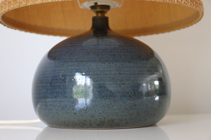 Blue ceramic lamp with lampshade