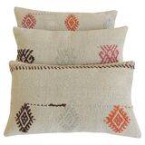 Set of Three Vintage Moorish Style Handloom Wool Kilim Pillows