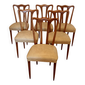 Ensemble de 6 chaises modernes du milieu du siècle, Italie, 1960