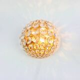 Crystal & gilt brass flush mount from palwa, germany, 1970s