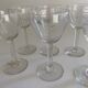 Set of 6 port wine glasses with engraved cherry decor from the 50s/60s