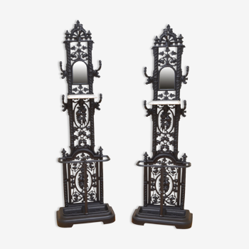 pair of Victorian hall stands cast iron