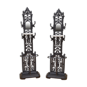pair of Victorian hall stands cast iron