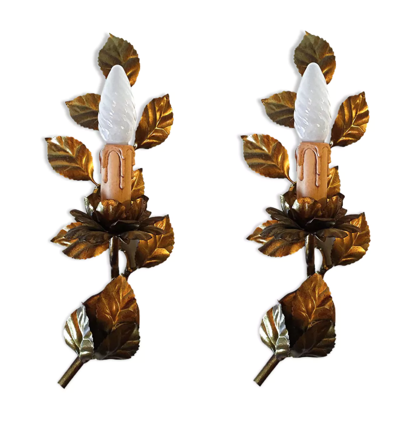 Duo of floral wall lamps