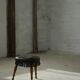 Danish oak tripod stool from the early 20th century with leather fringe, 1930s.