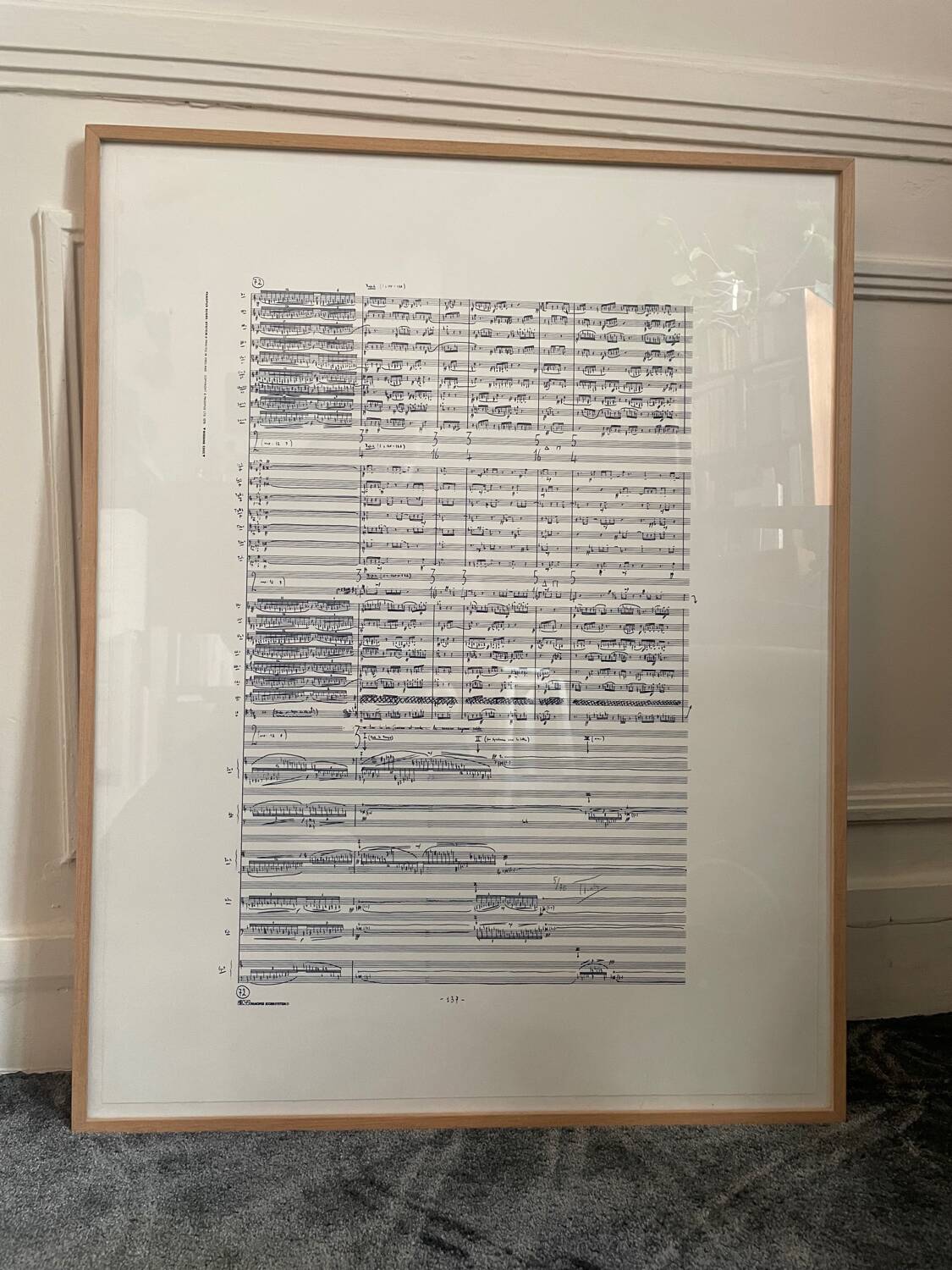 Rare framed lithograph of the score "Repons" by Pierre Boulez