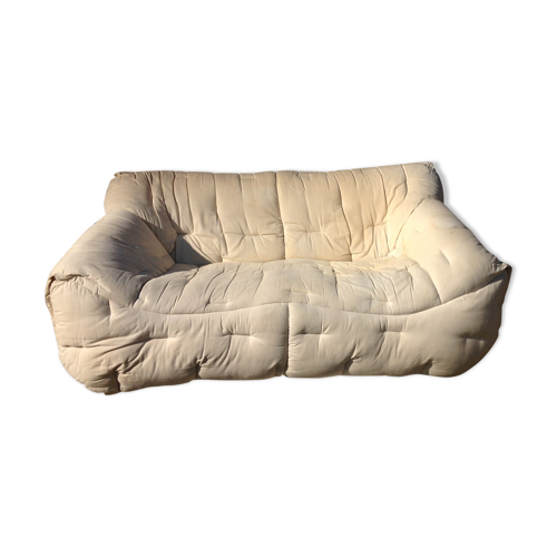 Canapé informel Roche Bobois des années 80 en tissu blanc cassé | Selency