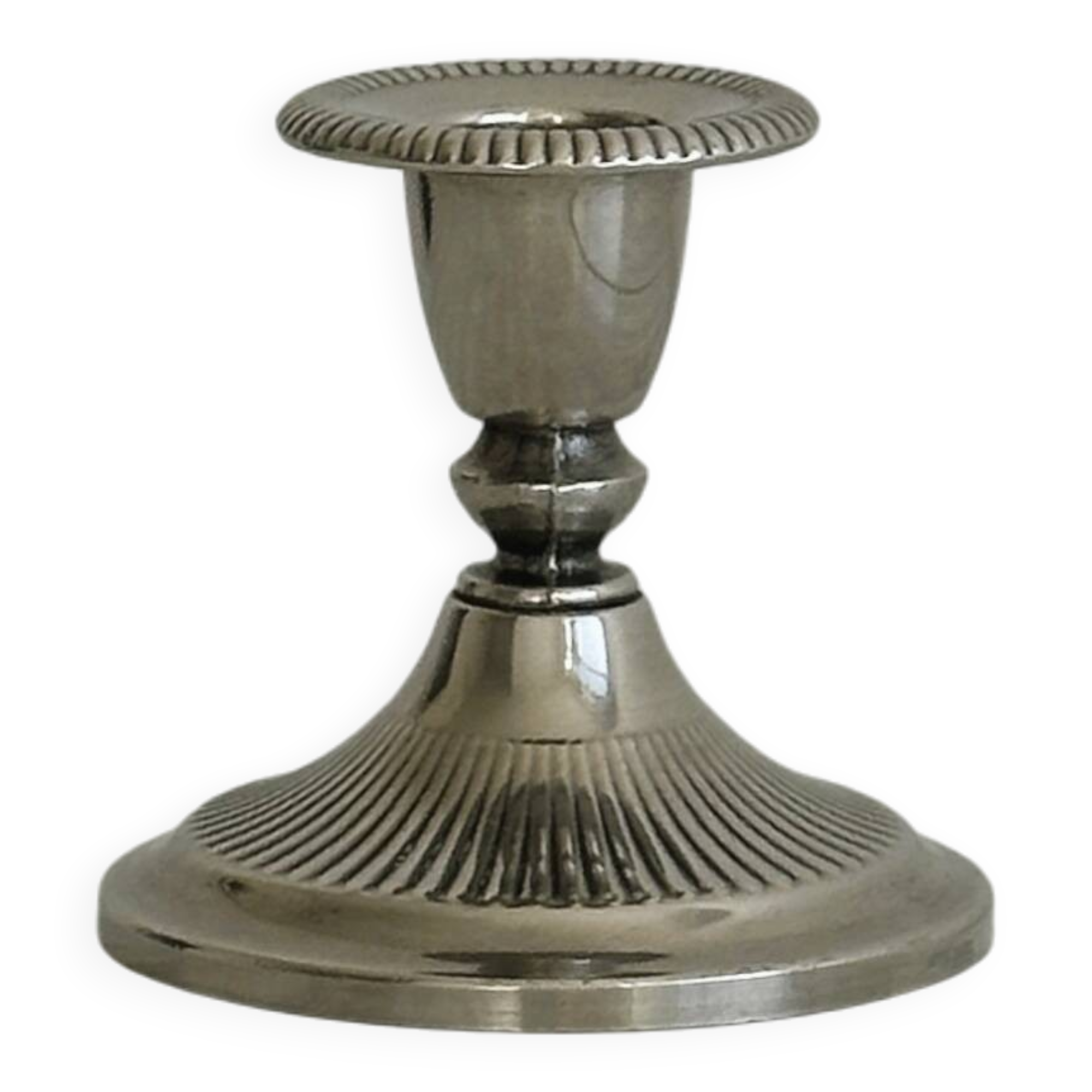 Antique patinated metal candle holder