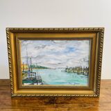 René James – The Entrance to the Port of Honfleur – Oil on canvas, 1985