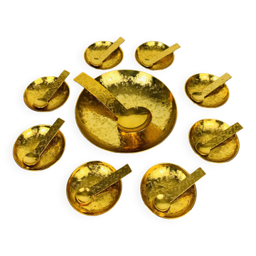 Cup and 8 Inalta France dessert cups in gold metal