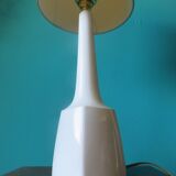 High white stone lamp, Danish design 1965 with a birch-style shade.