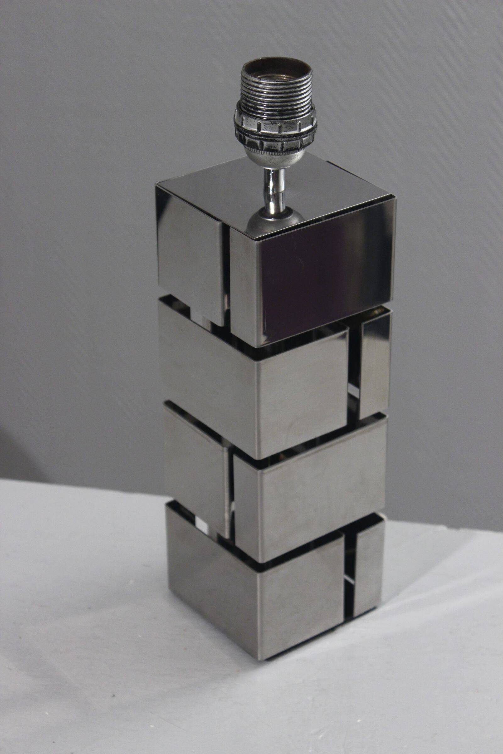 Curtis Jere vintage design lamp base "Building" chrome steel 1970s