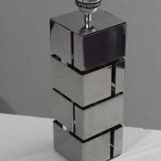 Pied de lampe vintage design "Building" acier chromé, Curtis Jere 1970s