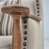 1970s, Danish armchair, furniture wool fabric, oak wood, original condition