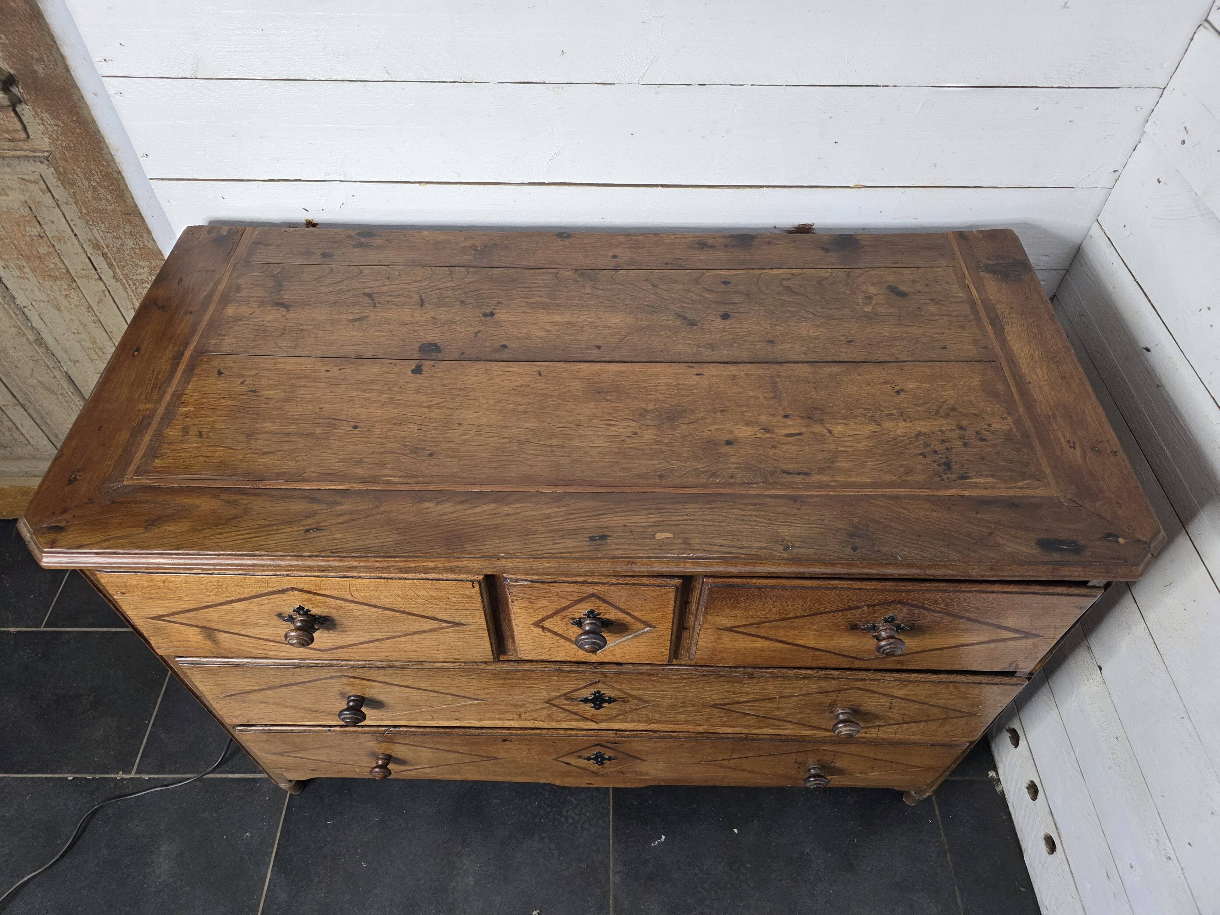 19th century solid oak chest of drawers