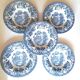 5 hollow plates blue and white churchill staffordshire England