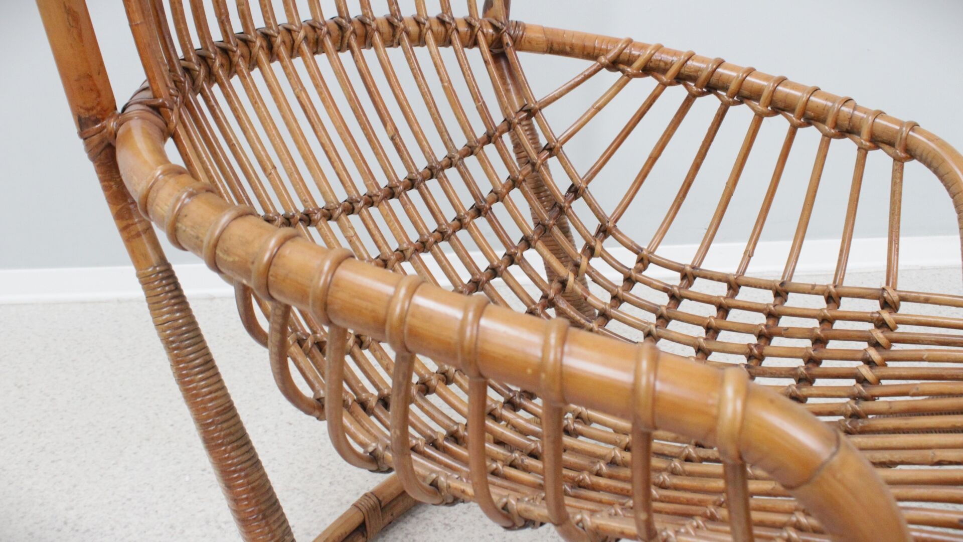 Set of 2 rattan chairs Tito Agnoli Bonacina 1960s