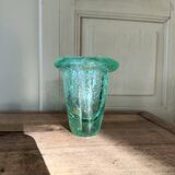 Crackle crystal vase, attributed to Daum Nancy