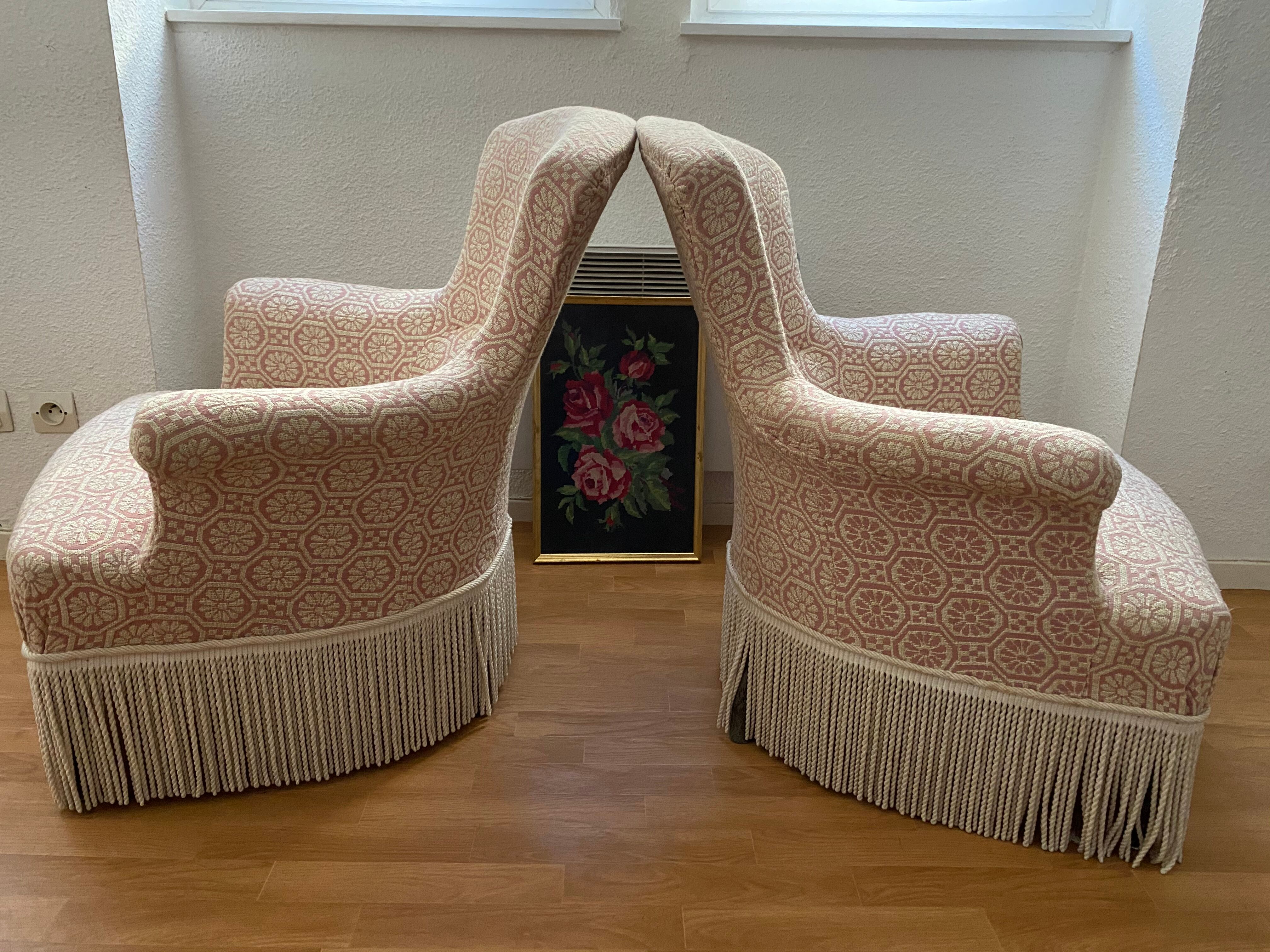 Pair of Napoleon III toad armchairs