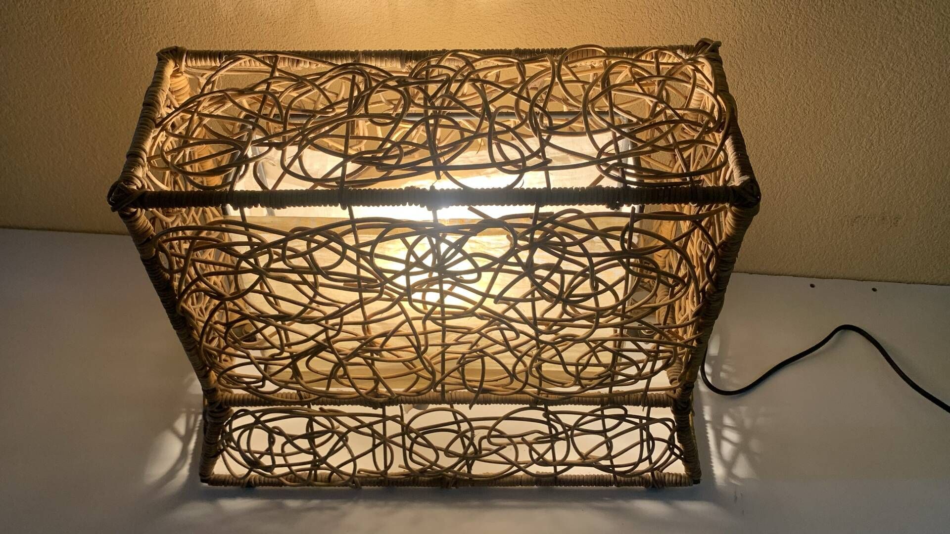 Vintage Wicker Table/ Floor Lamp