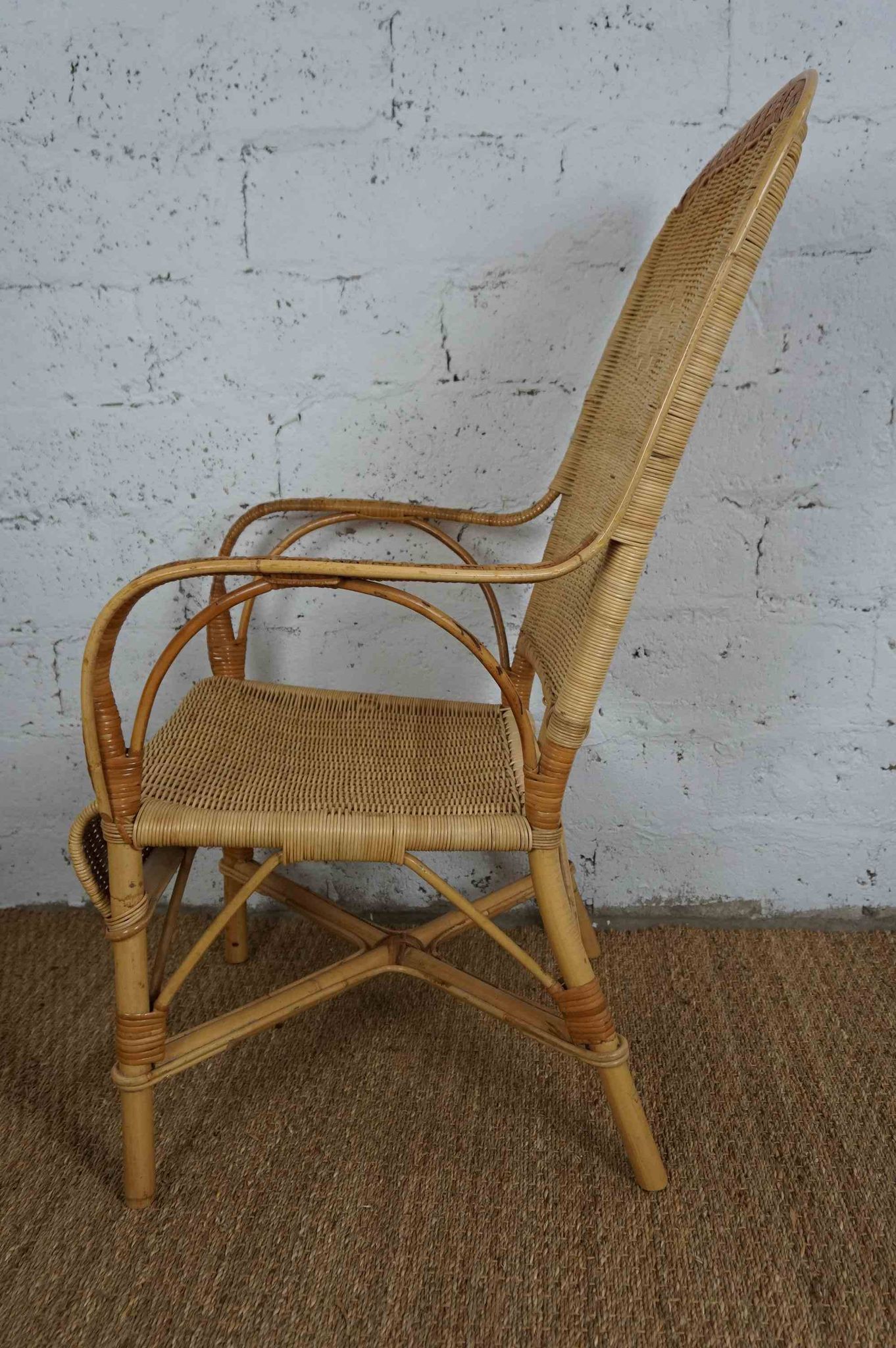 Fauteuil en rotin années 1950