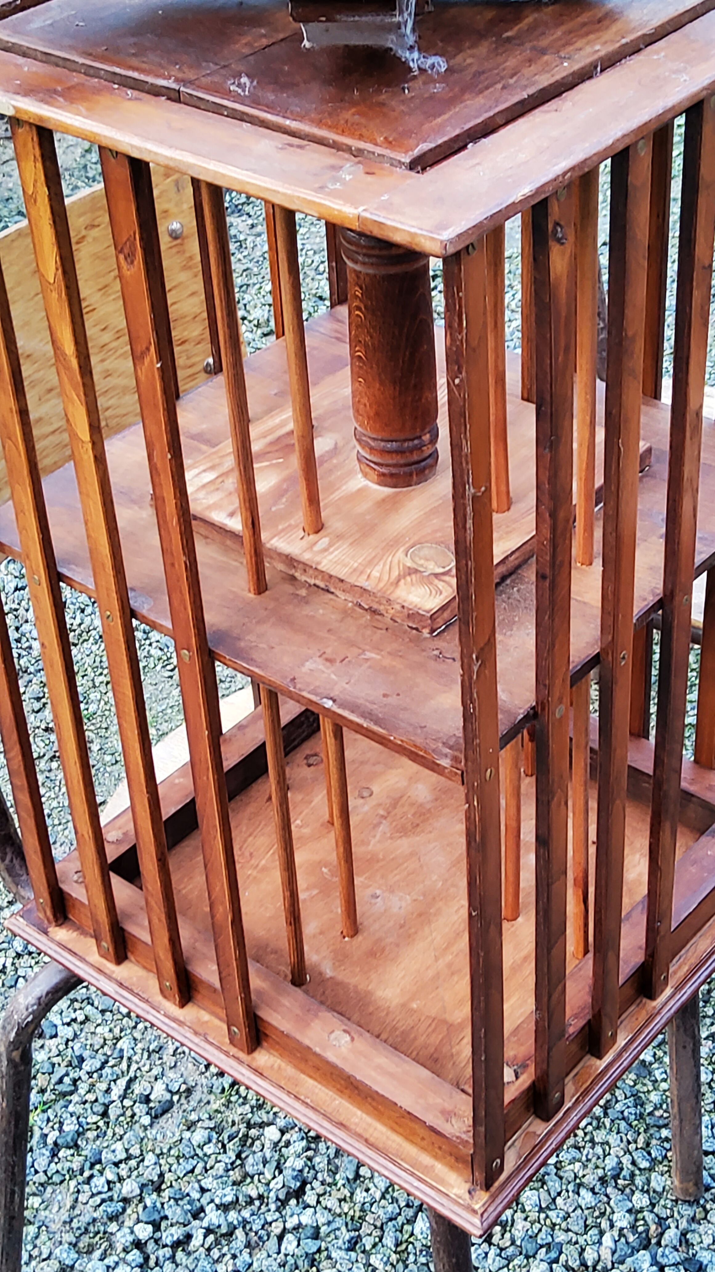 Art Deco style revolving bookcase in walnut and oak