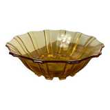 Art Deco style salad bowl in amber molded glass