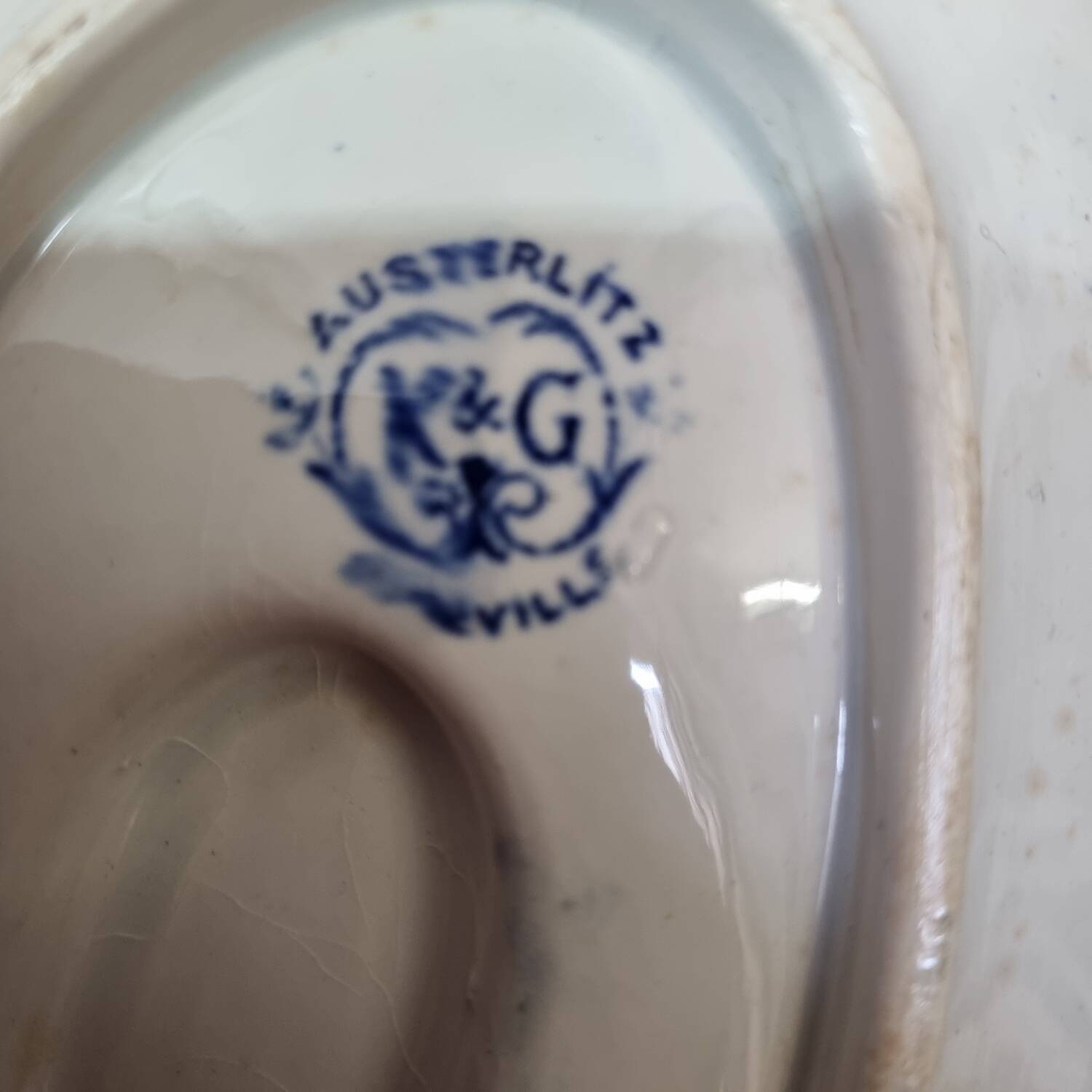 Austerlitz Lunéville earthenware sauce boat early 20th century