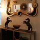 Miroir xxl néo baroque noir et doré années 80
