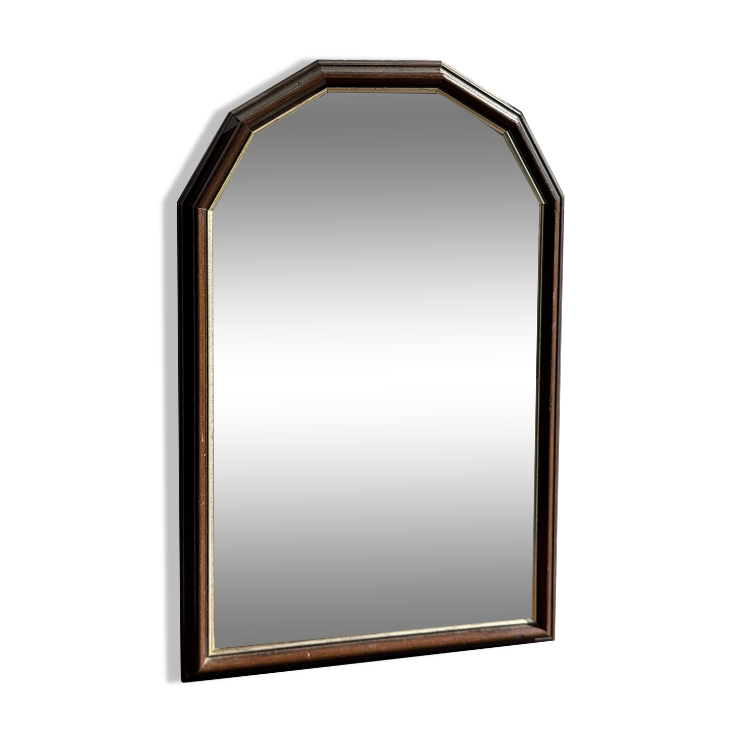 Small rounded mirror, wooden frame, gold frame H49.5