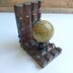 Wooden bookends globe world map