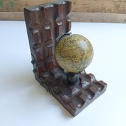 Serre-livres en bois massif globe terrestre mappe monde