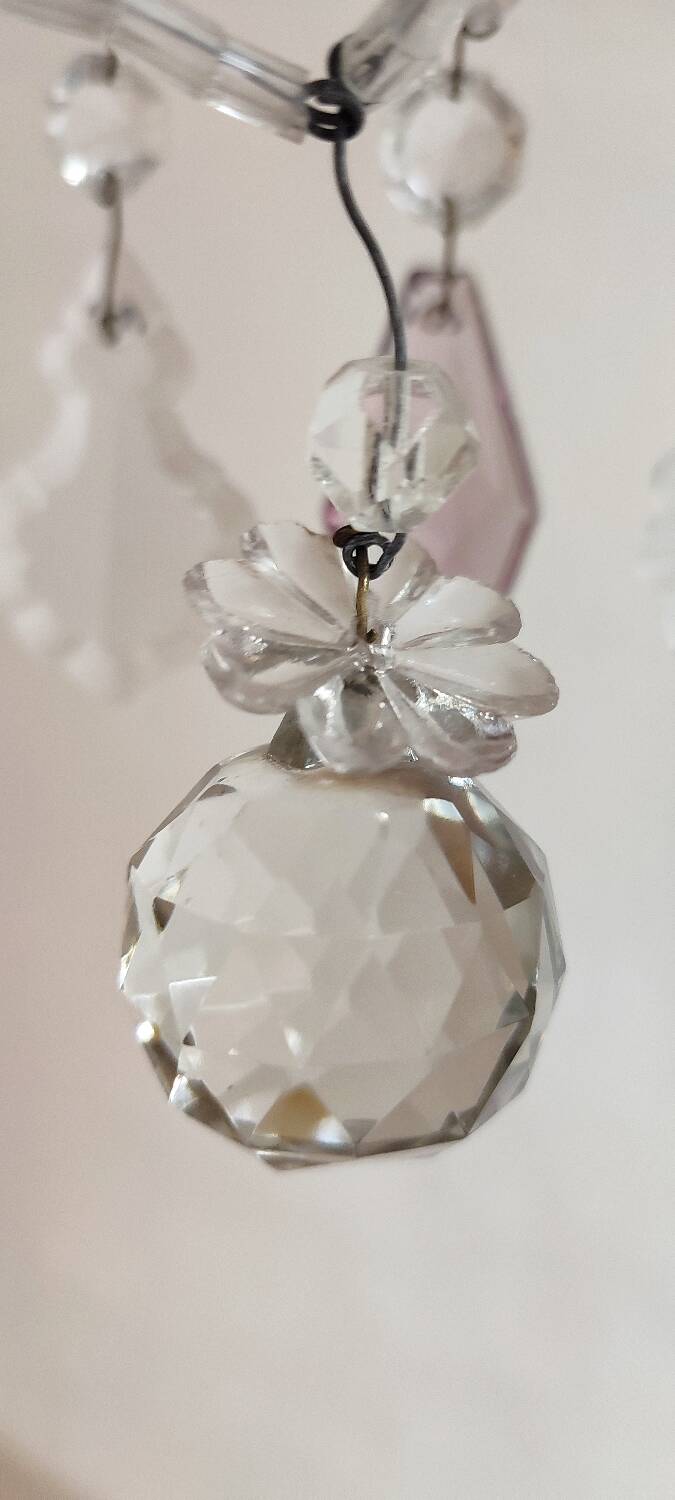 Lámpara de techo de cristales. Francia, 1950s.