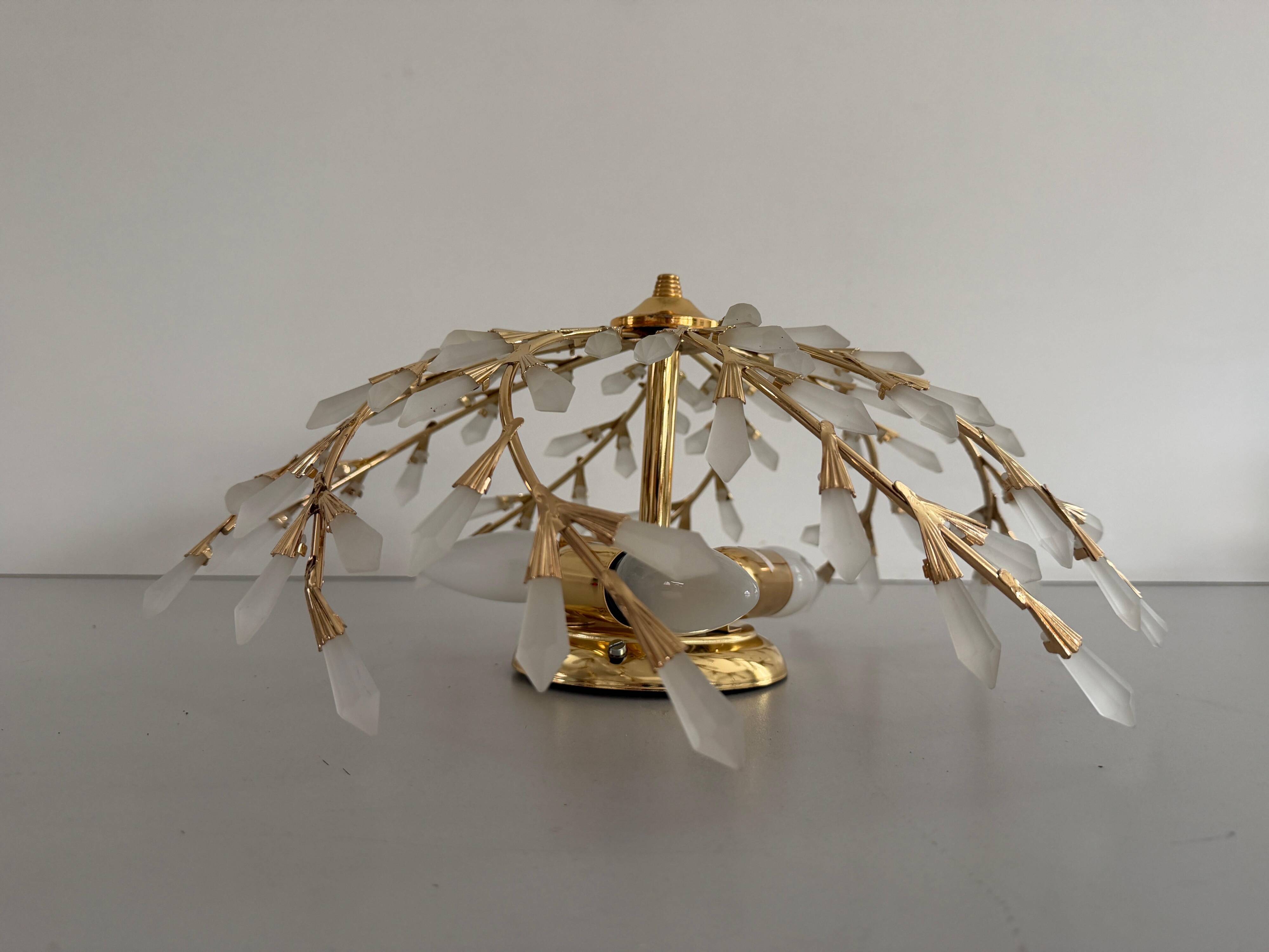 Flush mount Flower Design in crystal glass and gilded metal, 1980s, Germany
