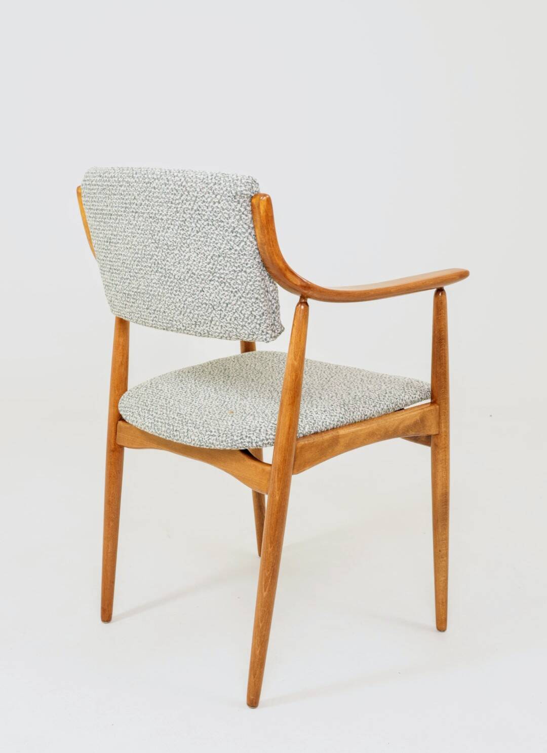 Fauteuil scandinave vintage en tissu tissé turquoise et blanc