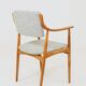 Vintage Scandinavian Armchair Woven Fabric turquoise and white