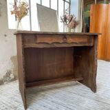 Brutalist desk in elm, signed Aranjou.