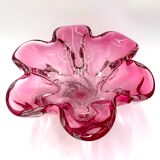 Pink bowl by J. Hospodka, Chribska Sklarna, Czechoslovakia, 1960s/70s.