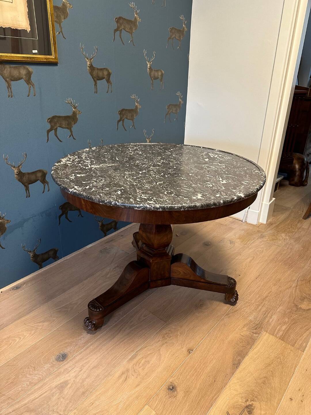 Antique gueridon table with marble top