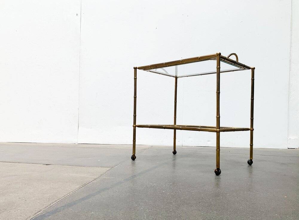 Bamboo imitation brass serving tray in Hollywood Regency style from the mid-century, 1960s.