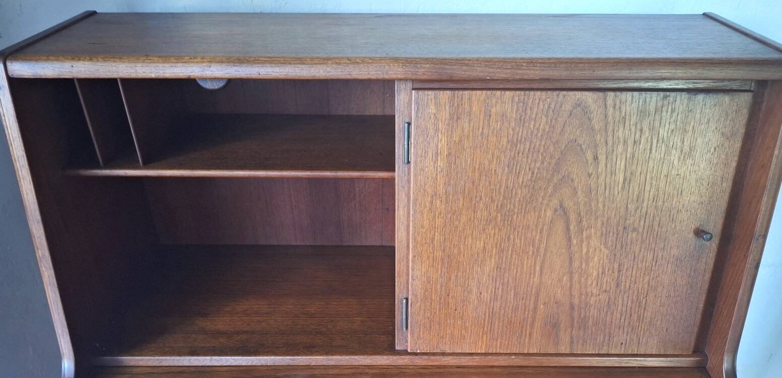 Teak secretary desk by AG Aarhus, 3 drawers and hidden mirror, Denmark, 1960s