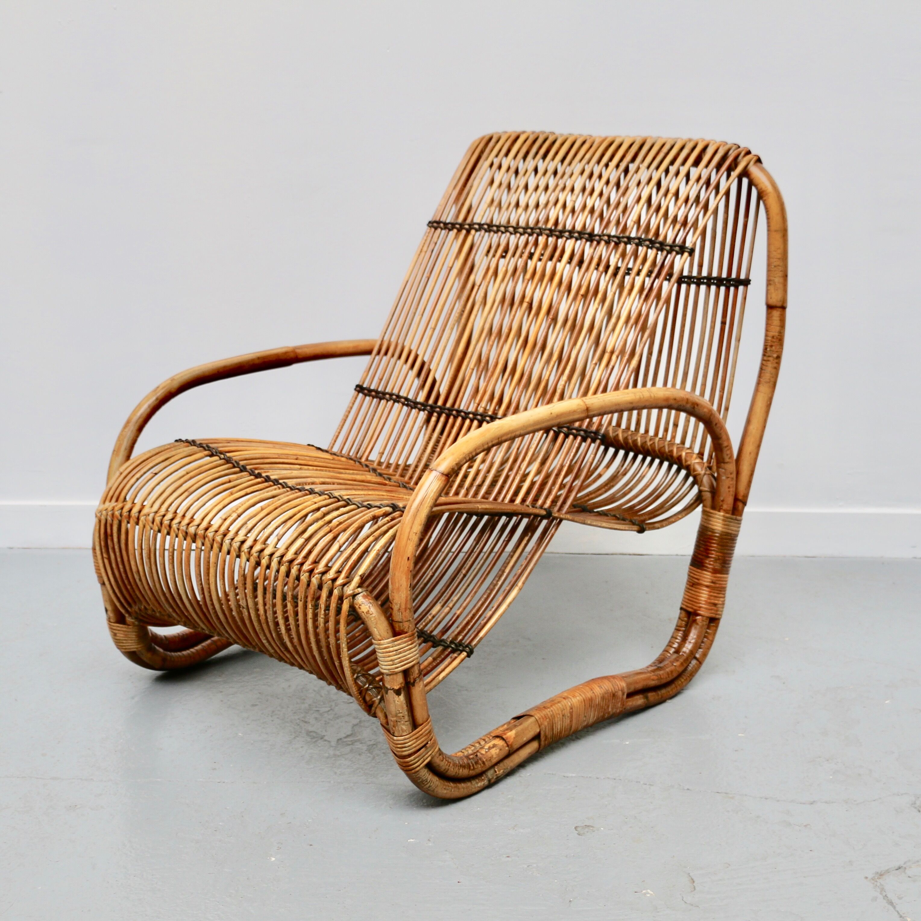 Rattan armchair, Italy, 1950s