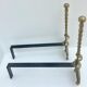 Pair of andirons in brass for fireplace