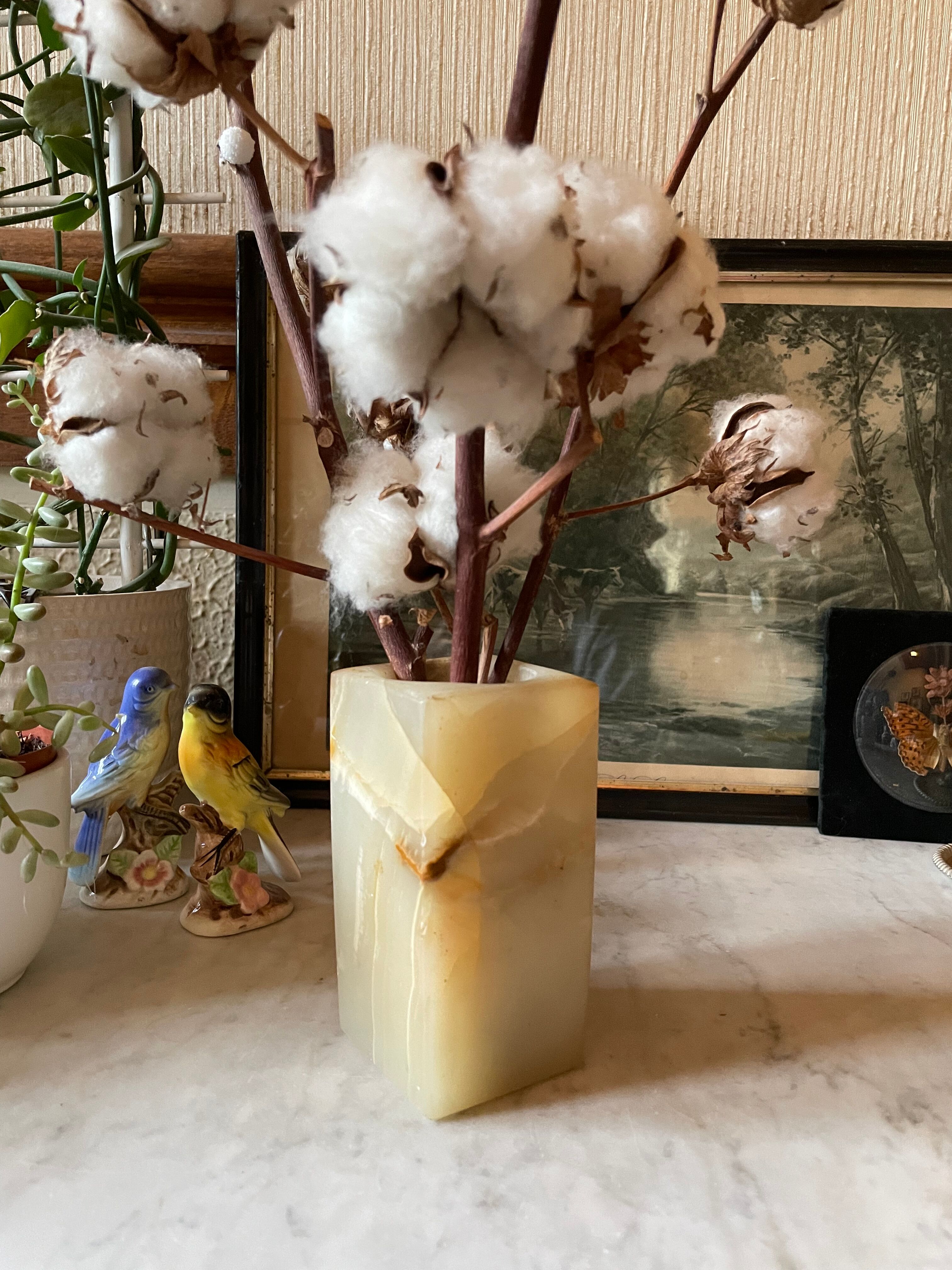 Rectangular alabaster vase