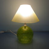 2 lampes à poser "Waths", pieds en verre, parme et citron