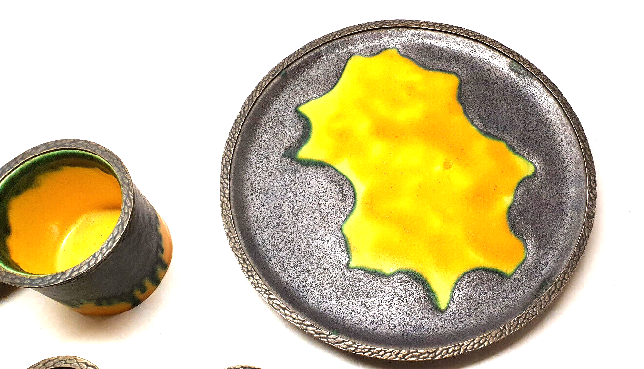 Former smoking tobacco service of Louis Dage 6 pieces art deco collection