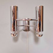 Double wall light in chrome metal, Gaetano Sciolari, 1970.